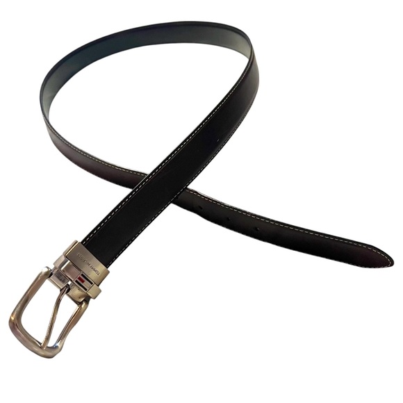 TOMMY HILFIGER LEATHER BELT Brown Black Bonded Leather Men’s Size 38 FAST SHIP - Picture 6 of 10
